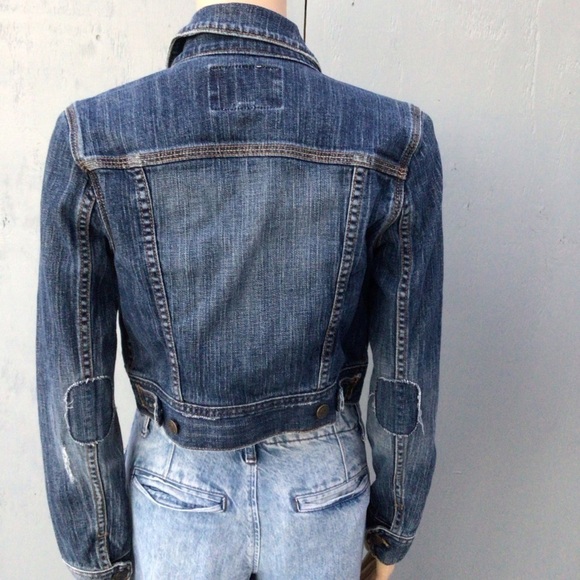 Vintage Y2K Old Navy Dark Blue Wash Denim Cropped  Jacket - Picture 2 of 9